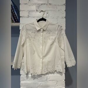 Elie‎ Tahari - Lace Detail Buttondown Size XS